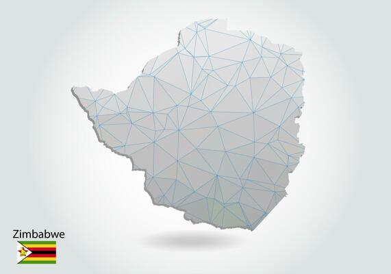 Vector polygonal Zimbabwe map. Low poly design. map made of triangles on white background. geometric rumpled triangular low poly style gradient graphic, line dots, UI design.