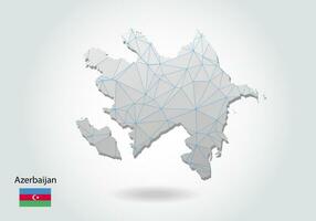 mapa vectorial de azerbaiyán con diseño de triángulos de moda en estilo poligonal sobre fondo oscuro, forma de mapa en estilo moderno de arte de corte de papel 3d. diseño de corte de papel en capas. vector