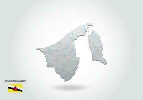 mapa vectorial de brunei darussalam con diseño de triángulos de moda en estilo poligonal sobre fondo oscuro, forma de mapa en estilo moderno de arte de corte de papel 3d. diseño de corte de papel en capas. vector