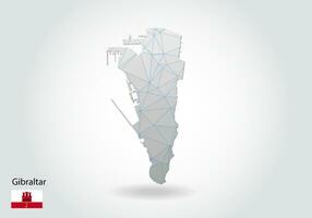 mapa vectorial de gibraltar con diseño de triángulos de moda en estilo poligonal sobre fondo oscuro, forma de mapa en estilo moderno de arte de corte de papel 3d. diseño de corte de papel en capas. vector