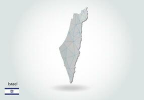 mapa vectorial de israel con diseño de triángulos de moda en estilo poligonal sobre fondo oscuro, forma de mapa en estilo moderno de arte de corte de papel 3d. diseño de corte de papel en capas. vector