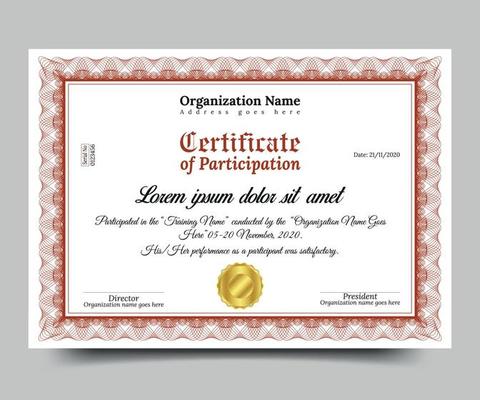 Certificate of Participation Template  Free Vector