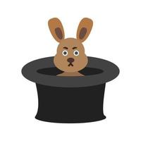 Rabbit in Hat Flat Multicolor Icon vector