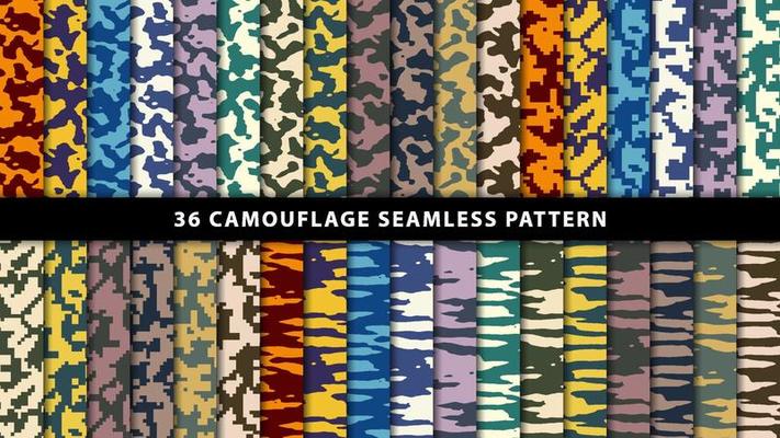 Collection military and army camouflage seamless pattern