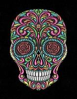 skull stitch huichol art vector