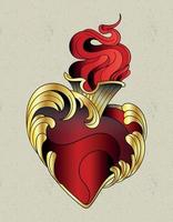 heart traditional old school vector