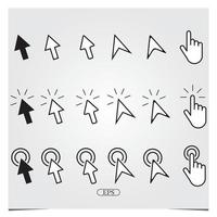 pointer cursor mouse icon set flat outline premium template vector