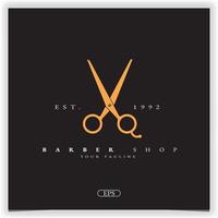 barber shop haircut and shave logo premium elegant template vector eps 10