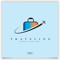 Traveling plane and suitcase  logo premium elegant template vector eps 10