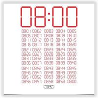 Digital clock closeup displaying 8 o'clock. Red Digital clock number set electronic figures Premium Vector