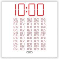 Digital clock closeup displaying 10 o'clock. Red Digital clock number set electronic figures Premium Vector