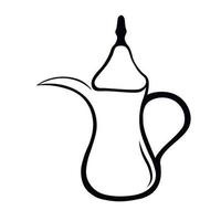 Qatar teapot . Vector stock illustration. Isolated on a white background. Black and white monochrome.