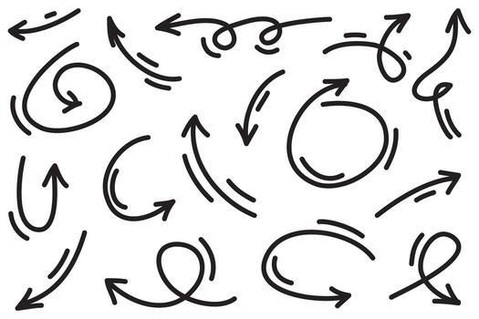 set of hand drawn arrows .Vector doodle design elements. Illustration on white background.for business infographic, banner, web and concept design. vector