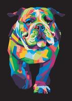 colorful bulldog with cool isolated pop art style backround. WPAP style vector