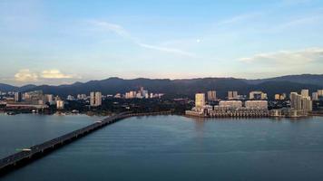 Aerial view Penang Bridge toward Georgetown video