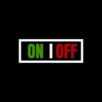 Toggle switch. Black switches with backlight, on off - position. Red and green text. vector