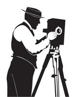 Silhouette of the photographer on a white background vector