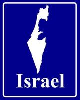 firmar como un mapa de silueta blanca de israel vector