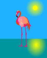 Pink flamingo standing on a wet ground vector