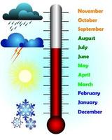 months of the year with a thermometer vector