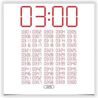 Digital clock closeup displaying 3 o'clock. Red Digital clock number set electronic figures Premium Vector