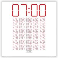 Digital clock closeup displaying 7 o'clock. Red Digital clock number set electronic figures Premium Vector