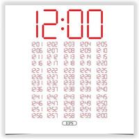 Digital clock closeup displaying 12 o'clock. Red Digital clock number set electronic figures Premium Vector