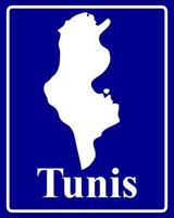 sign as a white silhouette map of Tunis vector