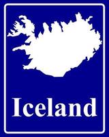 sign as a white silhouette map of Iceland vector