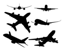 black silhouettes of passenger aircraft vector