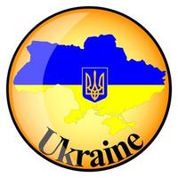 botón naranja con los mapas de imagen de ucrania vector