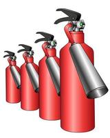 group of red fire extinguishers vector