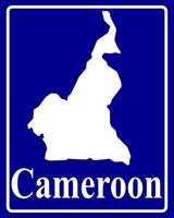 sign as a white silhouette map of Cameroon vector