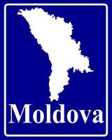 firmar como un mapa de silueta blanca de moldavia vector