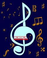 Treble clef with the Ukrainian ornament vector