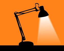 silhouette of a table lamp on an orange background vector