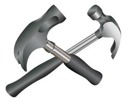 Two metal hammers with rubber handles vector