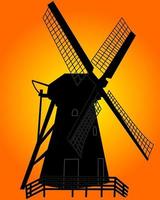 black silhouette of a windmill vector