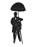 Silhouette of the photographer with an umbrella vector