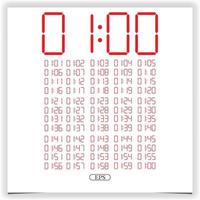 Digital clock closeup displaying 1 o'clock. Red Digital clock number set electronic figures Premium Vector