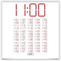 Digital clock closeup displaying 11 o'clock. Red Digital clock number set electronic figures Premium Vector