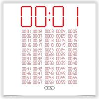 Digital clock closeup displaying 00 o'clock. Red Digital clock number set electronic figures Premium Vector