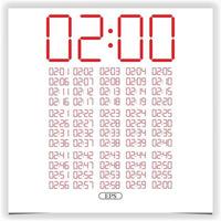 Digital clock closeup displaying  2 o'clock. Red Digital clock number set electronic figures Premium Vector