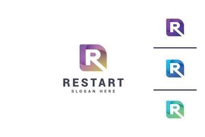 Letter R creative 3d technological logo vector