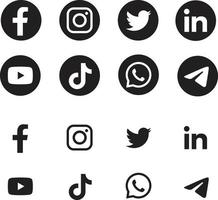 iconos de redes sociales en blanco vector