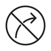 No right turn Line Icon vector