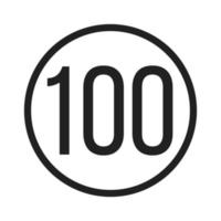 Speed limit 100 Line Icon vector