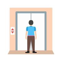 Using Elevator Flat Multicolor Icon vector