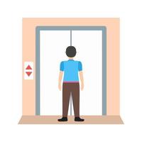 Using Elevator Flat Multicolor Icon vector