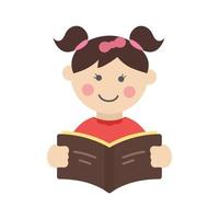 Girl Reading Flat Multicolor Icon vector